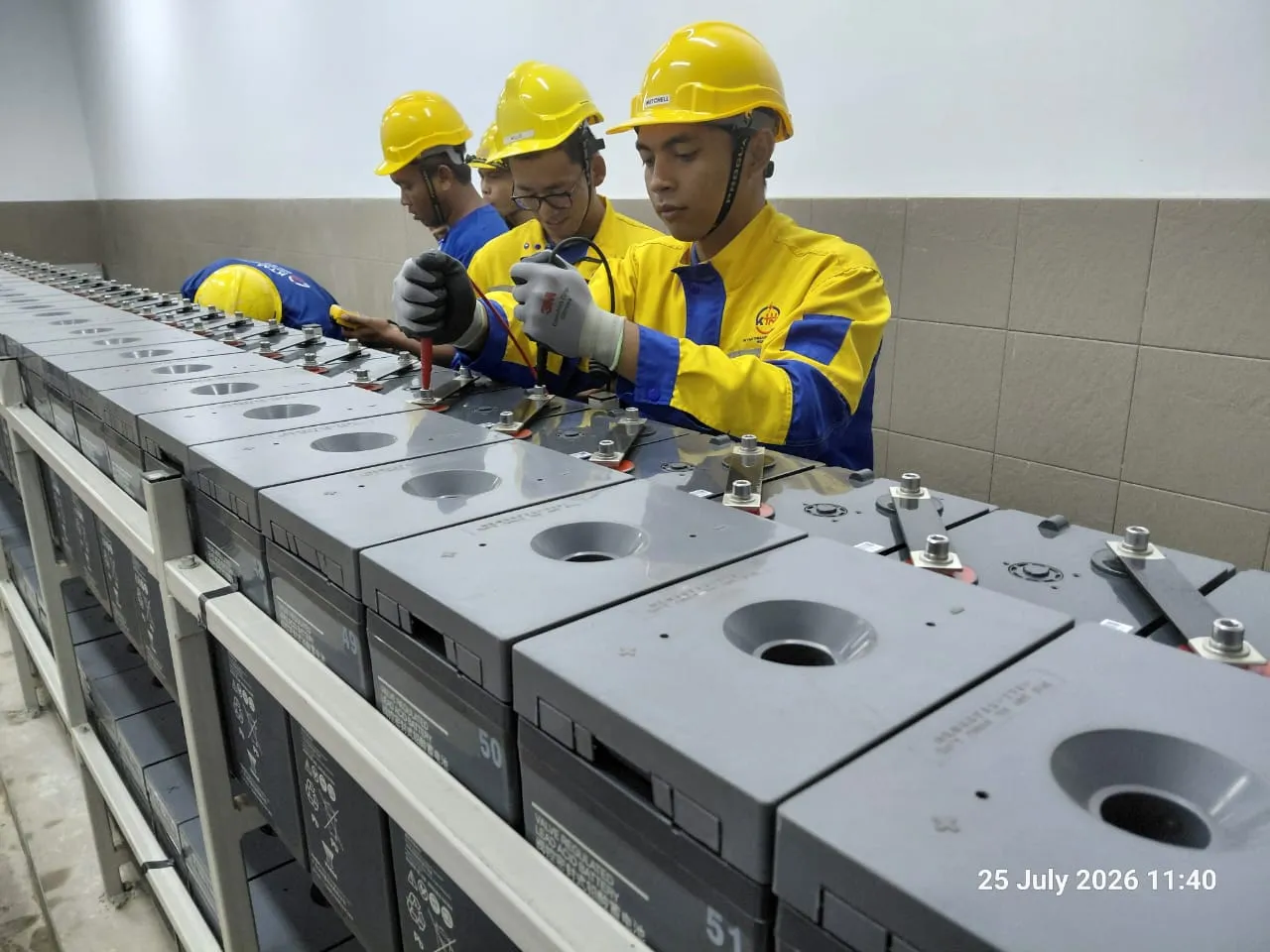 Protection relay testing with a secondary injection set.