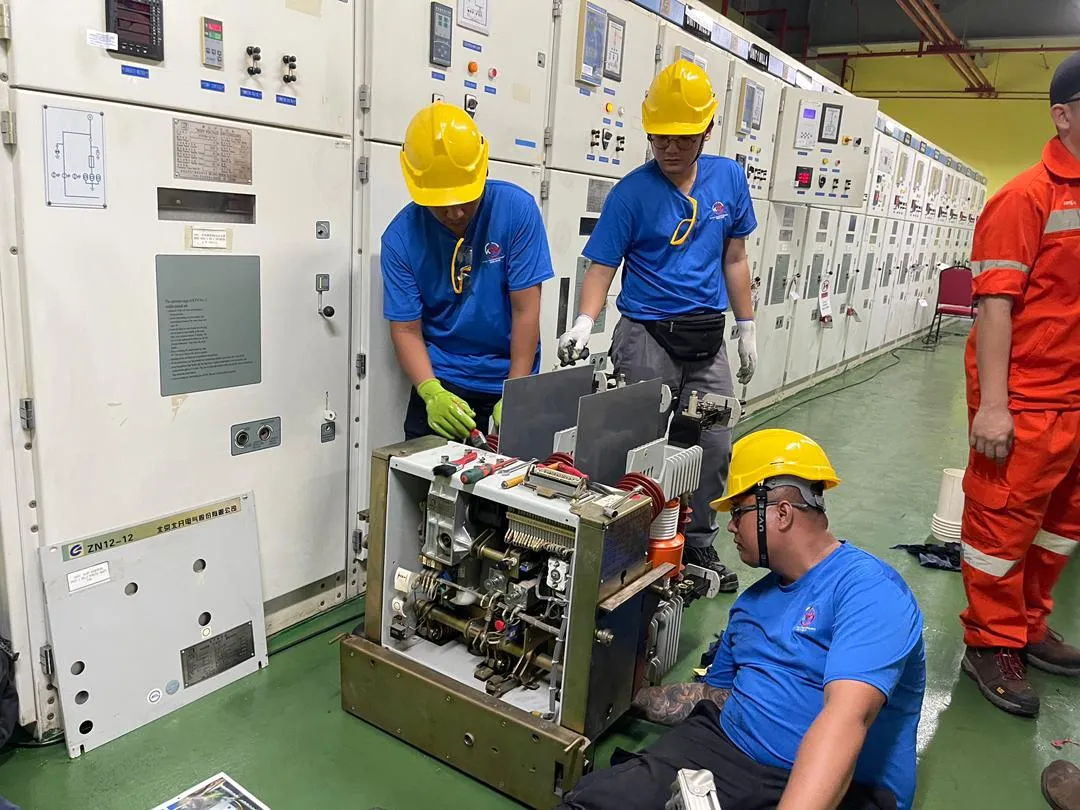 Switchgear cubicles opened for overhaul.