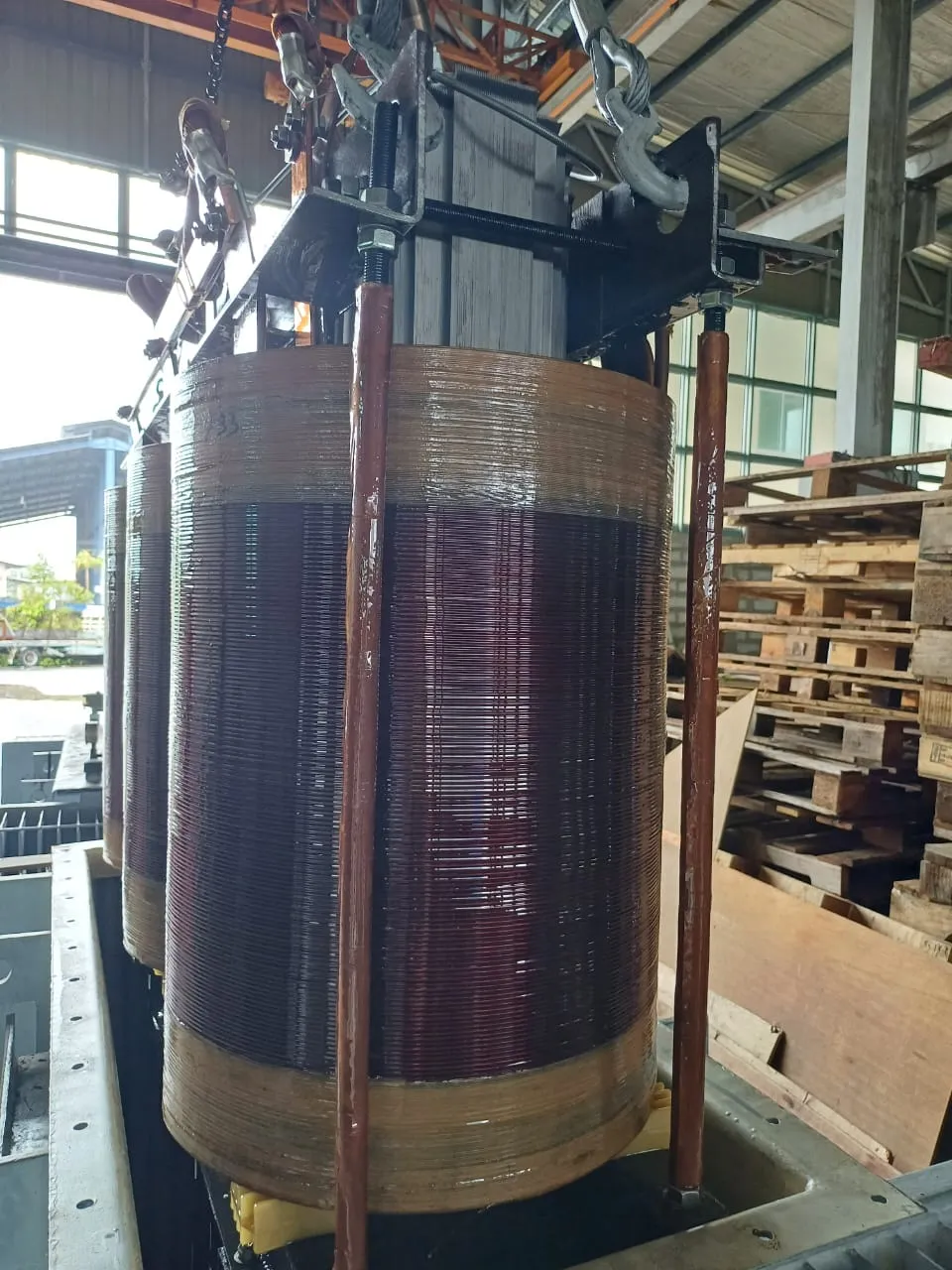 Transformer winding detail during repair.